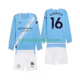 Manchester City Rodrigo Hernandez 16 Bambino Maglia Prima 2025/2026 Manica Lunga